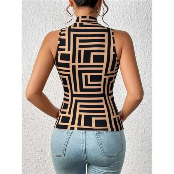 Unity Geo Print Mock Neck Tank Top - Picture 2 of 6